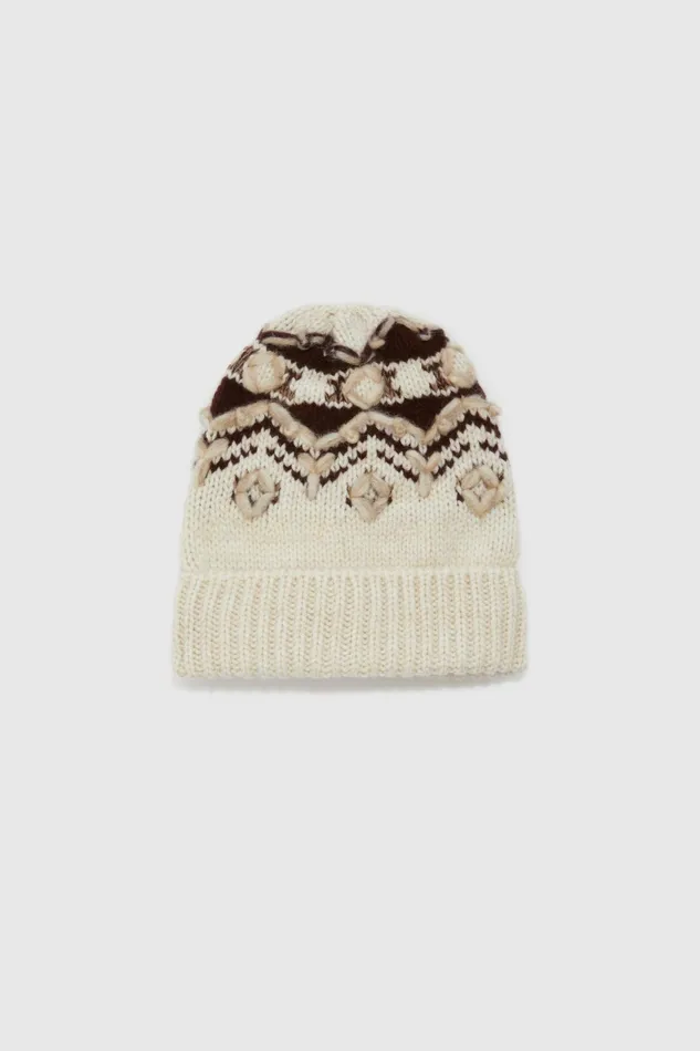 Women Hats And Headbands Ermanno Scervino Pure Cashmere Hat With Handmade Embroidery Women Hats And Headbands Ermanno Scervino Pure Cashmere Hat With Handmade Embroidery