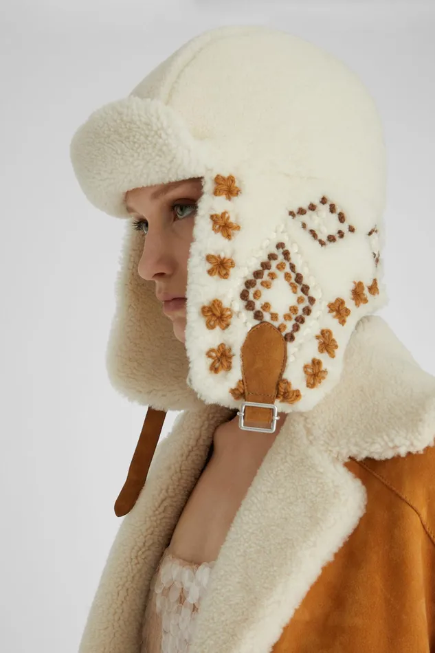 Women Hats And Headbands Ermanno Scervino Sheepskin Balaklava