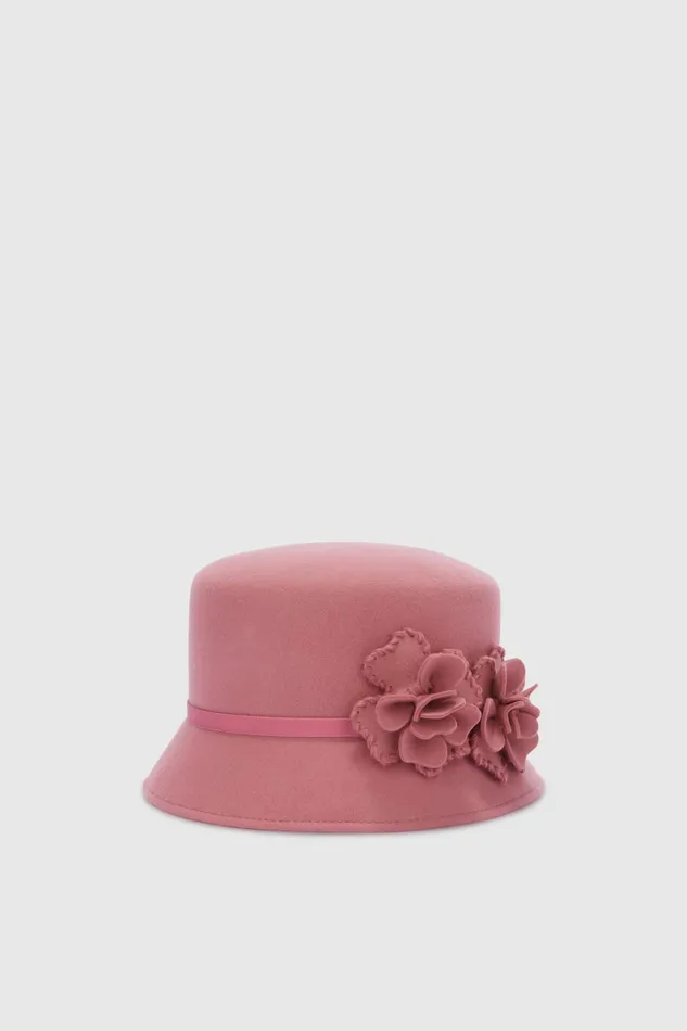 Women Hats And Headbands Ermanno Scervino Wool Bucket Hat Womens With Flower All Pink 8211 Ermanno Scervino Pink