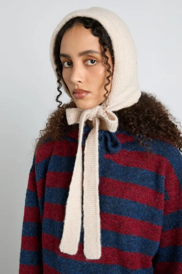 Women Hats Damson Madder Tie Neck Bonnet In Oatmeal