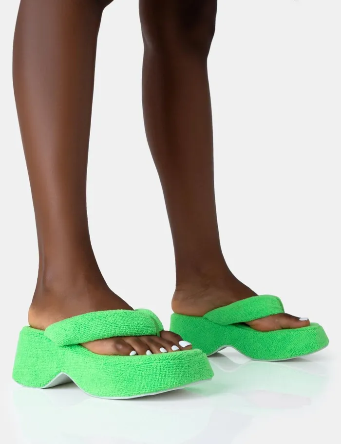 Women Havana Lime Towelling Flip Flop Chunky Platform Sandals Green Public Desire Holiday Women Havana Lime Towelling Flip Flop Chunky Platform Sandals Green Public Desire Holiday