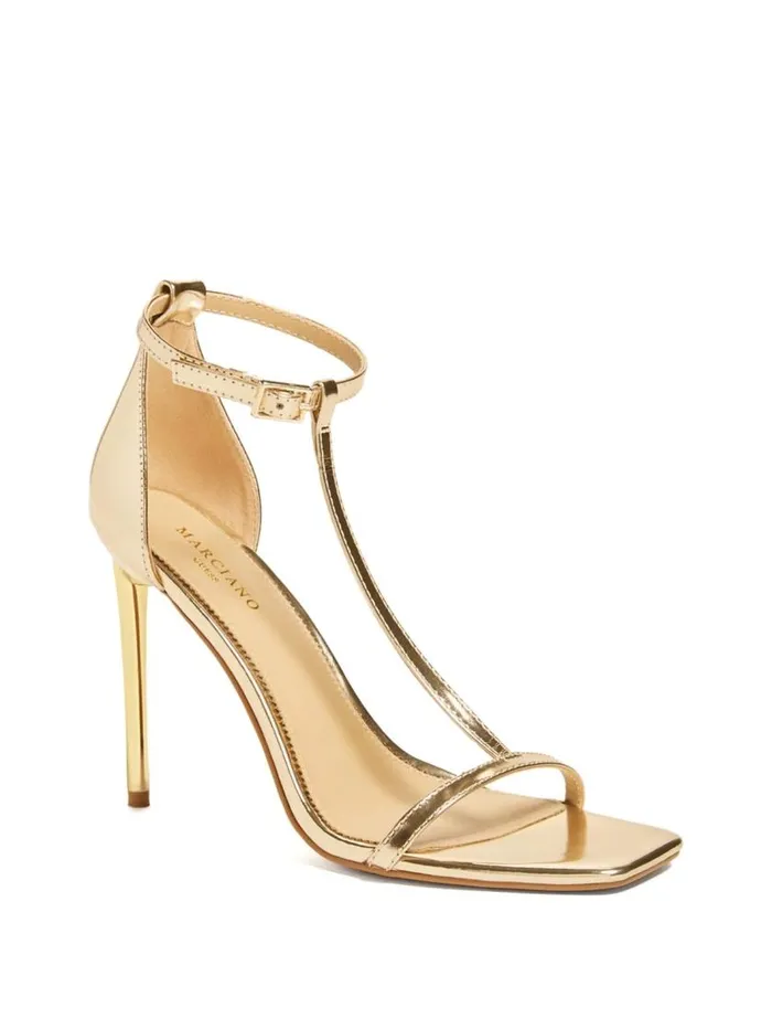 Women Heeled TStrap Sandal Silvergold Marciano Shoes