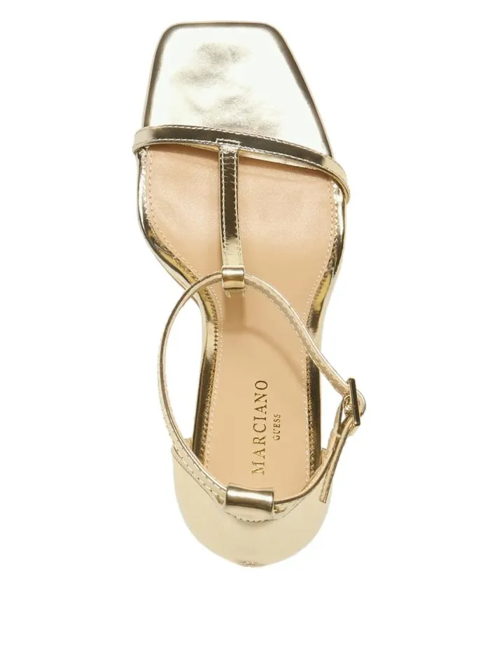 Women Heeled TStrap Sandal Silvergold Marciano Shoes Women Heeled TStrap Sandal Silvergold Marciano Shoes