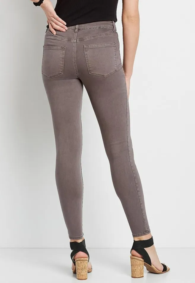 Women High Rise Brown Double Button Jegging Made With RepreveandReg Maurices Jeans