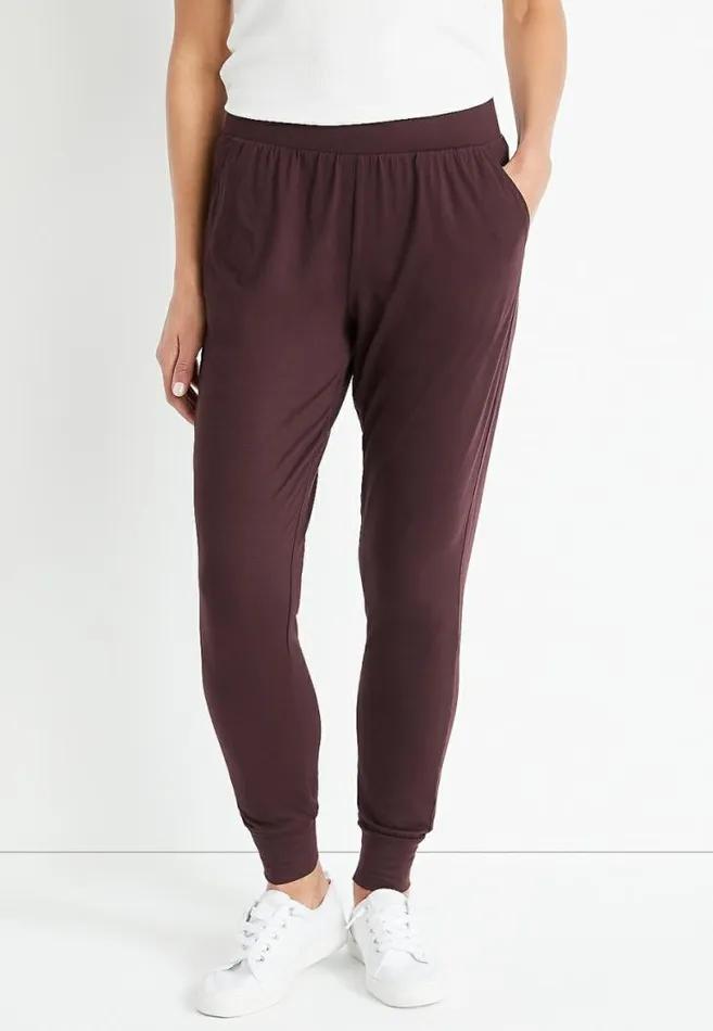 Women High Rise Brown Ultra Soft Jogger Pant Maurices Bottoms