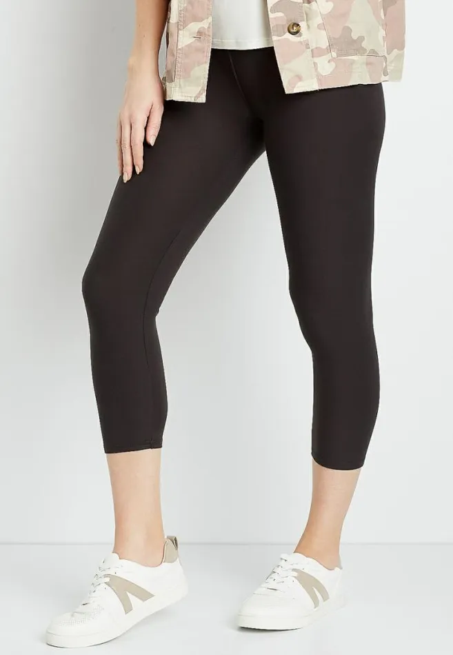 Women High Rise Gray Ultra Soft Capri Legging Maurices Bottoms
