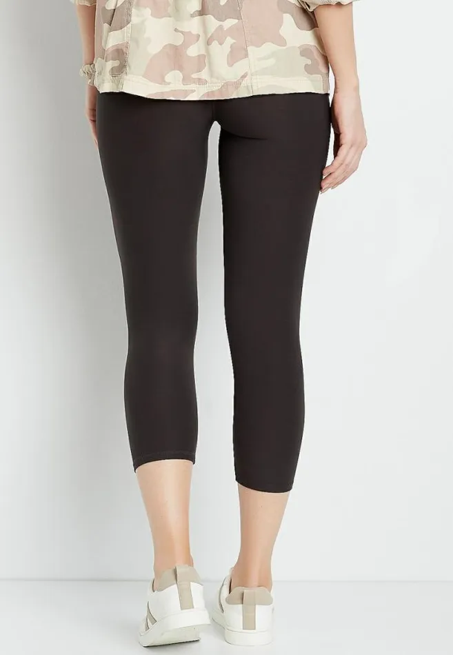 Women High Rise Gray Ultra Soft Capri Legging Maurices Bottoms