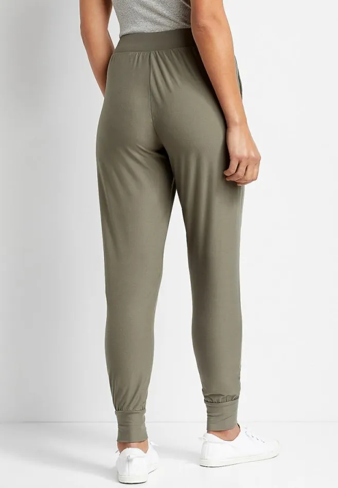 Women High Rise Green Ultra Soft Jogger Pant Maurices Bottoms