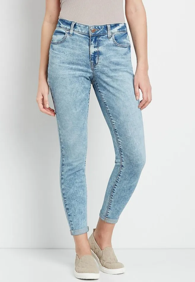 Women High Rise Medium Marble Wash Jegging Maurices Jeans