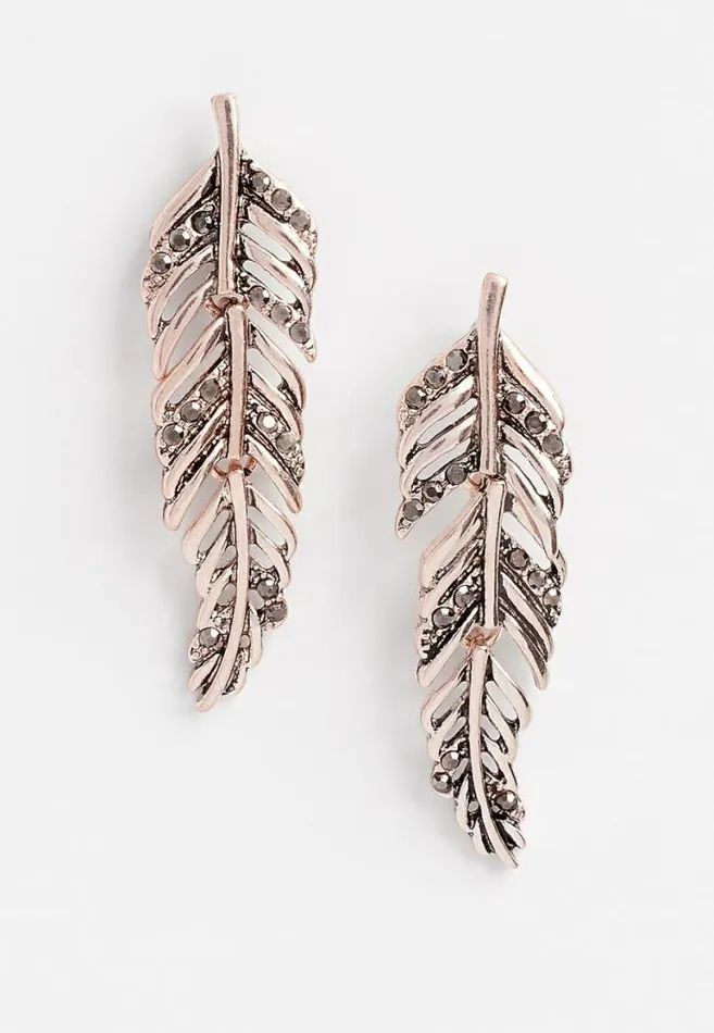 Women Hinged Feather Stud Earrings Maurices Jewelry