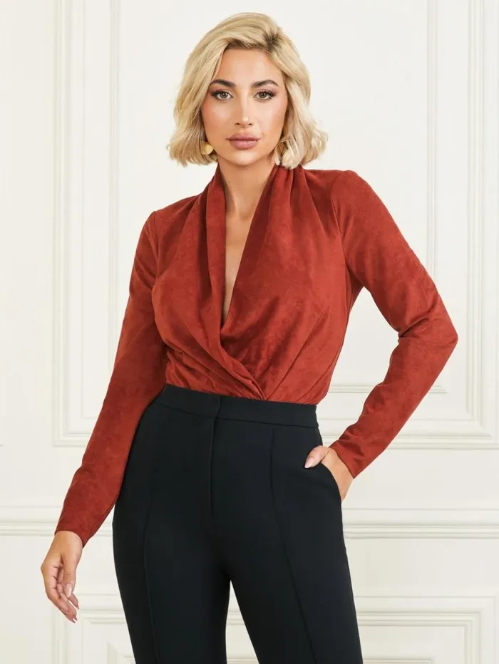 Women Hudson Bodysuit Dark Jam Red Marciano Tops And Sweaters