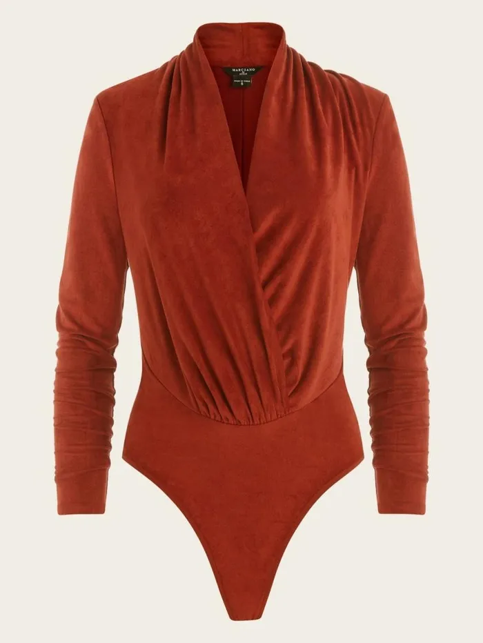 Women Hudson Bodysuit Dark Jam Red Marciano Tops And Sweaters Women Hudson Bodysuit Dark Jam Red Marciano Tops And Sweaters