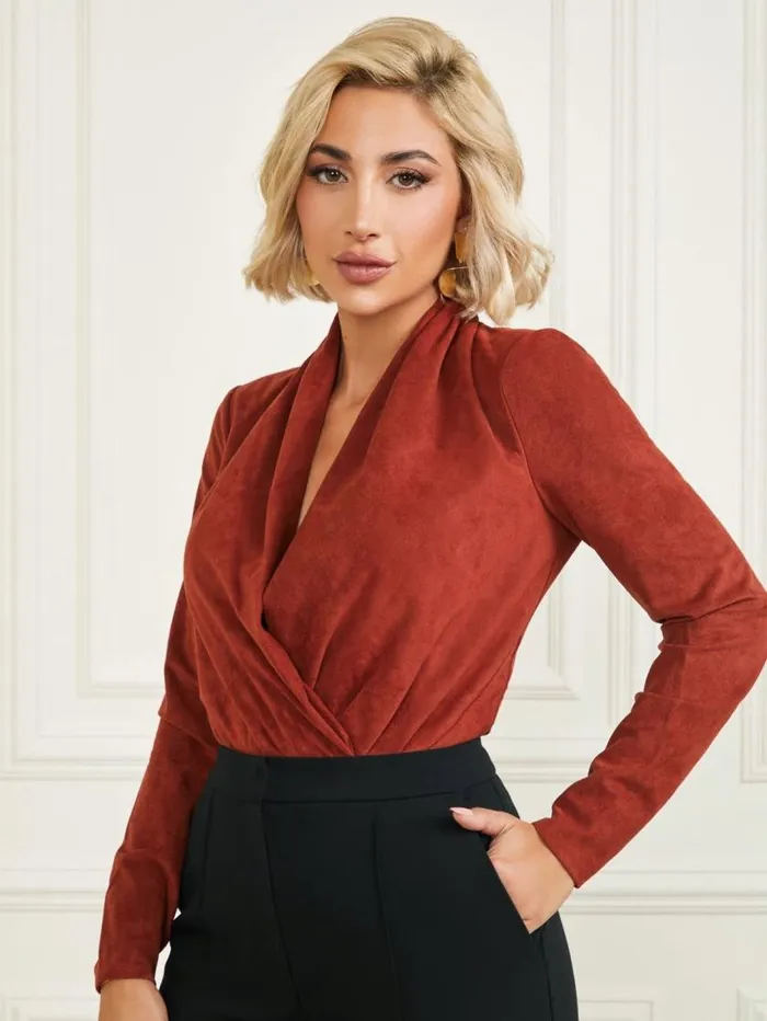 Women Hudson Bodysuit Dark Jam Red Marciano Tops And Sweaters Women Hudson Bodysuit Dark Jam Red Marciano Tops And Sweaters