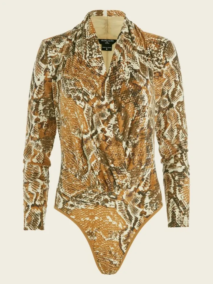 Women Hudson Snakeskin Printed Bodysuit Secret Skin Print Marciano Tops And Sweaters Women Hudson Snakeskin Printed Bodysuit Secret Skin Print Marciano Tops And Sweaters