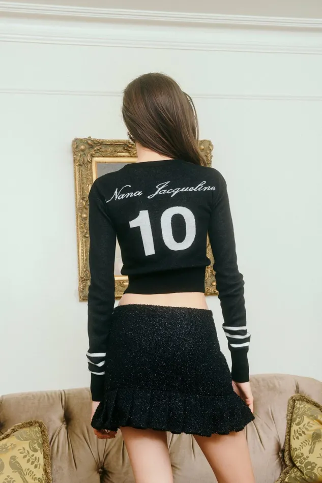 Women Ivy League Black Knit Cardigan Nana Jacqueline Knits