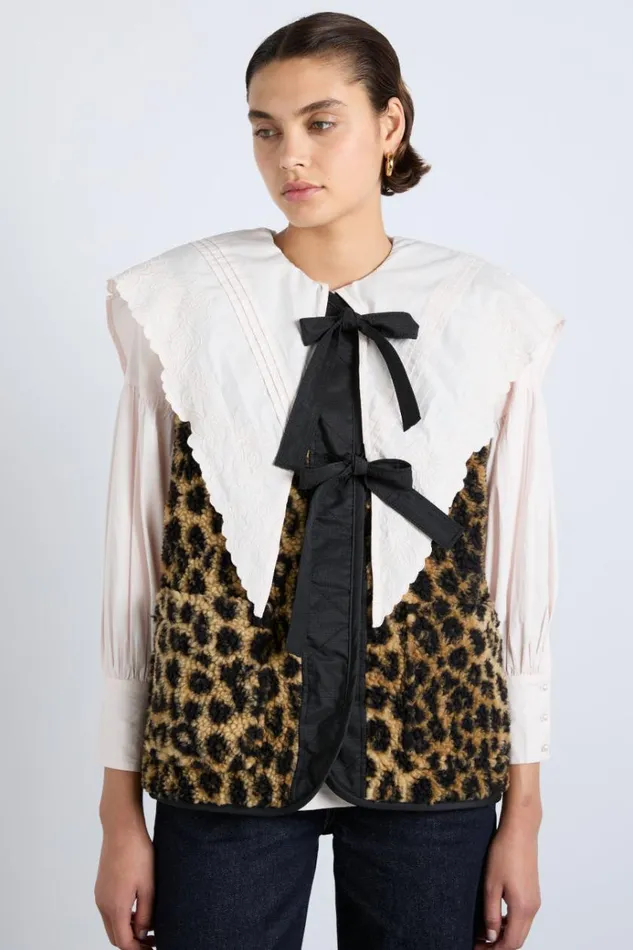 Women Jackets and Coats Damson Madder Marta Borg Gilet 8211 Leopard