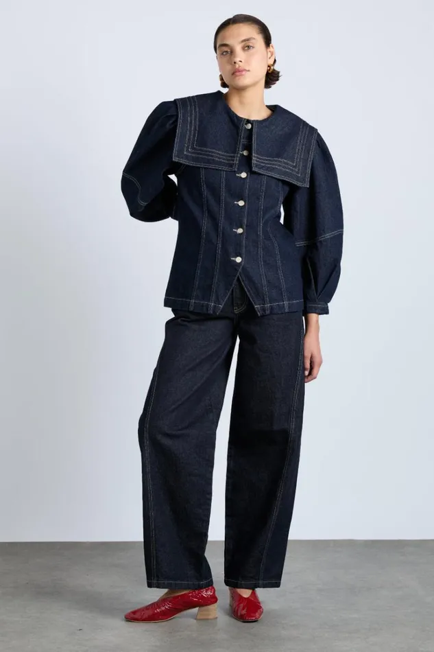 Women Jackets and Coats Damson Madder Sailor Denim Jacket 8211 Dark Indigo