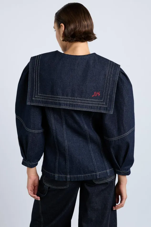Women Jackets and Coats Damson Madder Sailor Denim Jacket 8211 Dark Indigo