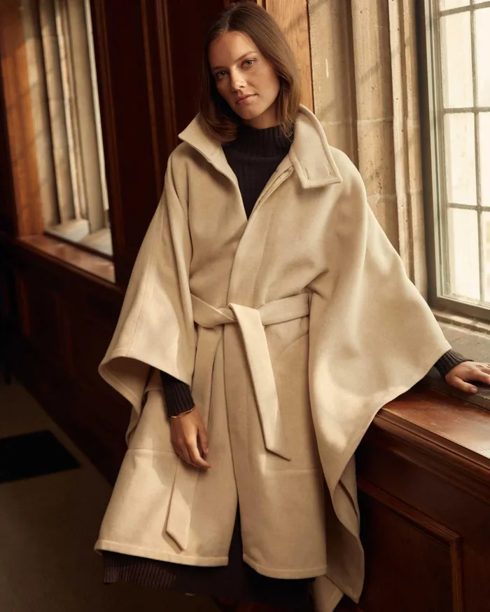 Women Jackets and Outerwear Billy Reid Cape Coat Ecru