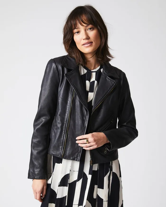 Women Jackets and Outerwear Billy Reid Classic Moto Black