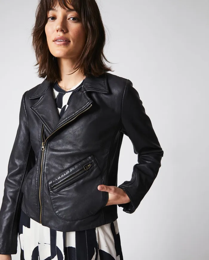 Women Jackets and Outerwear Billy Reid Classic Moto Black
