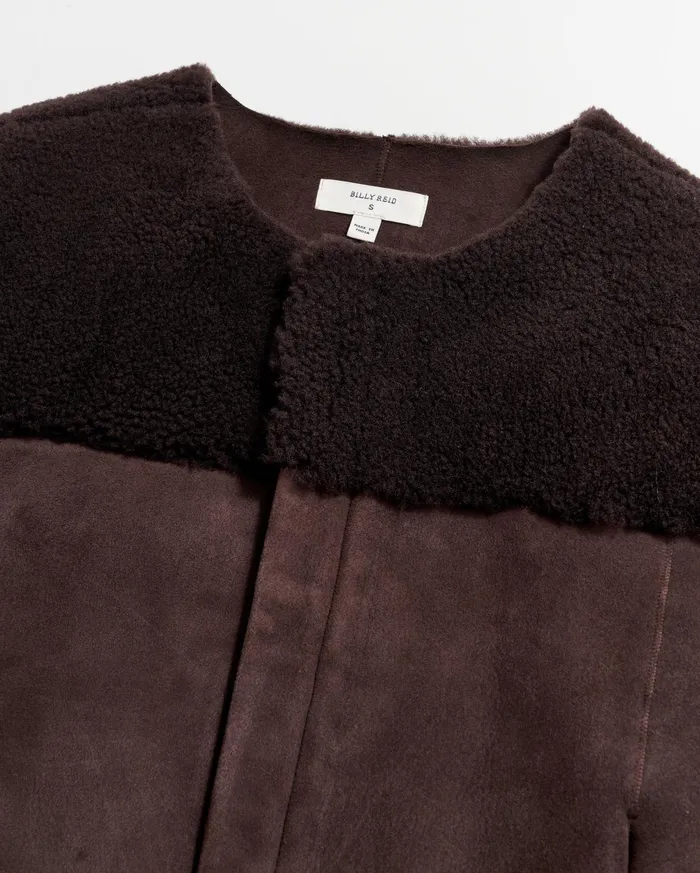 Women Jackets and Outerwear Billy Reid Short Shearling Jacket Coffee Bean