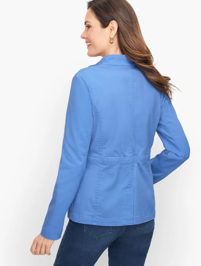 Women Jackets And Blazers Talbots Band Collar Jean Jacket Harvest Rose