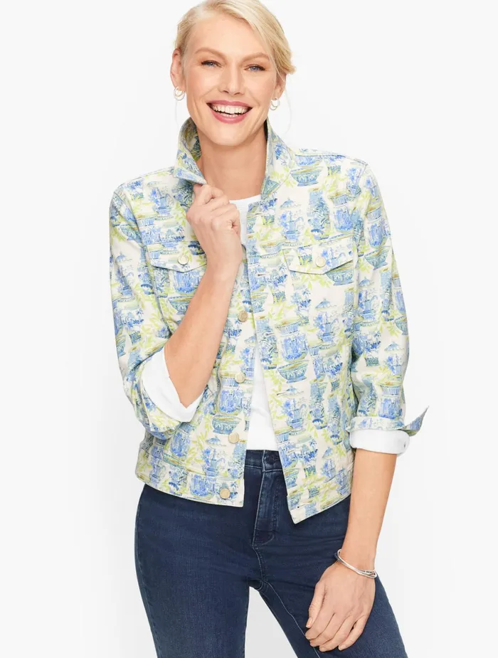 Women Jackets And Blazers Talbots Classic Jean Jacket Ivoryblue