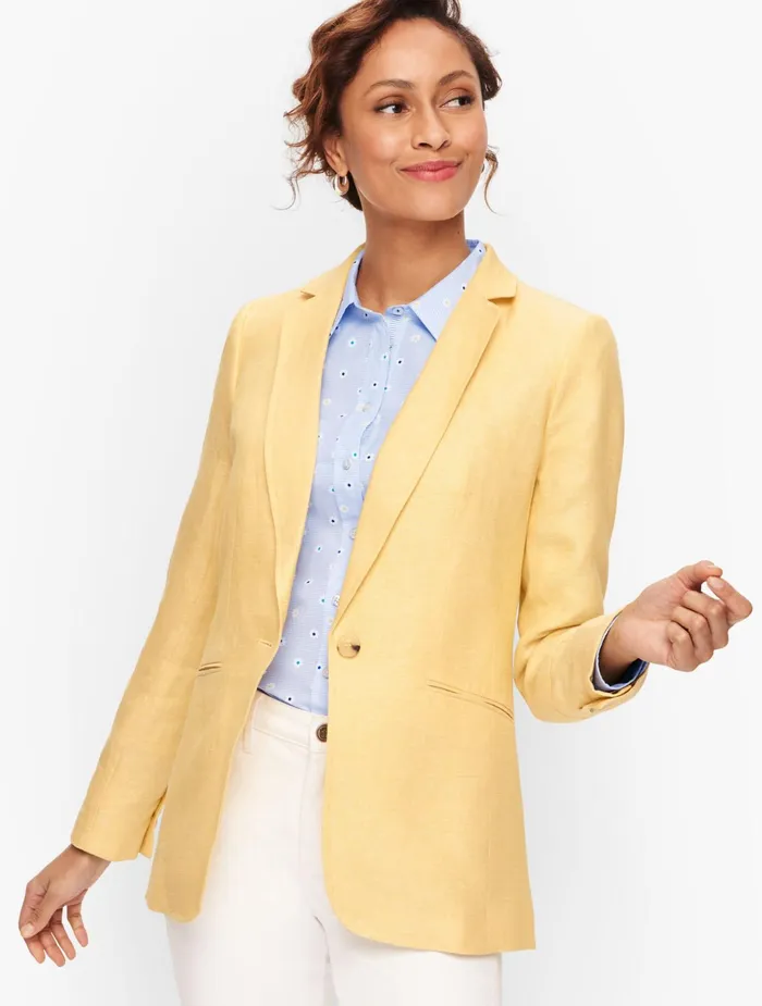 Women Jackets And Blazers Talbots Classic Linen Blazer Sunshinewhite