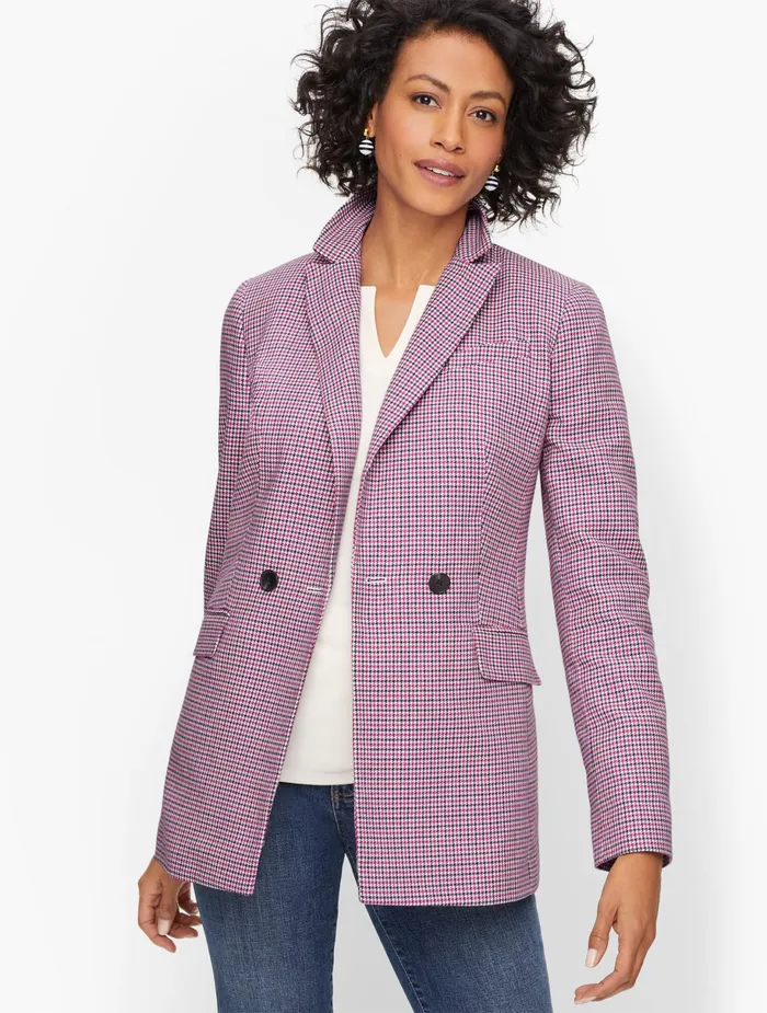 Women Jackets And Blazers Talbots Double Breasted Houndstooth Blazer Magenta Multi Women Jackets And Blazers Talbots Double Breasted Houndstooth Blazer Magenta Multi