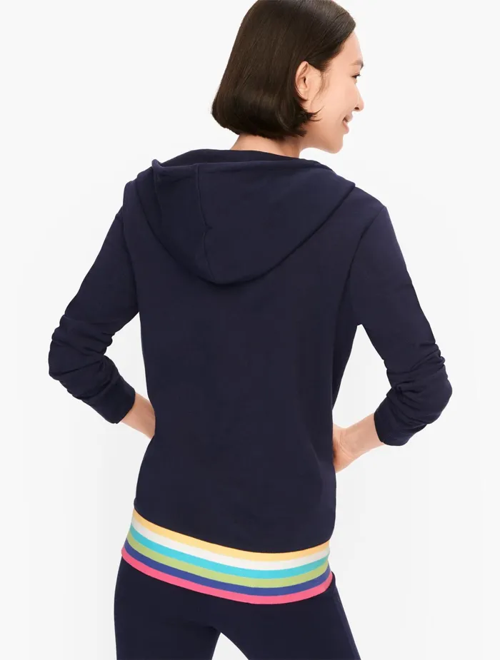 Women Jackets And Blazers Talbots French Terry Hoodie Indigo Blue