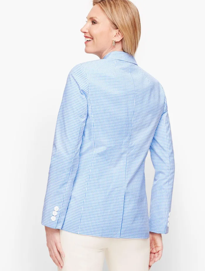Women Jackets And Blazers Talbots Gingham Single Button Blazer Blue Wavewhite