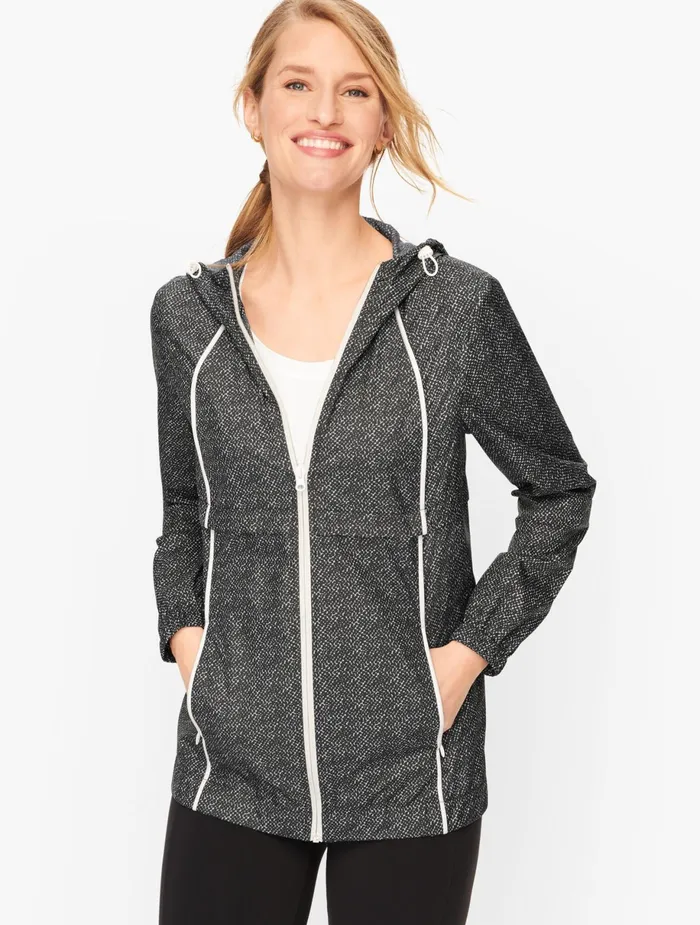 Women Jackets And Blazers Talbots Hooded Polka Dot Jacket Whiteblack