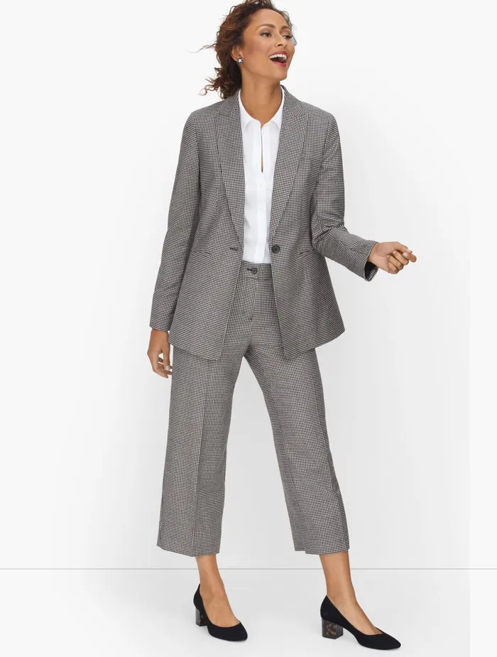 Women Jackets And Blazers Talbots Italian Luxe Houndstooth Single Button Jacket Greyblack Women Jackets And Blazers Talbots Italian Luxe Houndstooth Single Button Jacket Greyblack