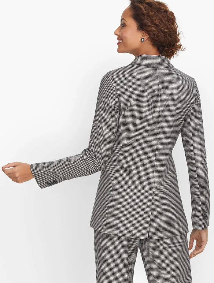 Women Jackets And Blazers Talbots Italian Luxe Houndstooth Single Button Jacket Greyblack
