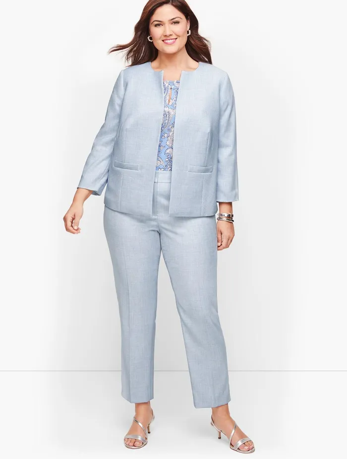 Women Jackets And Blazers Talbots Lightweight Tweed Jacket Blue Multi