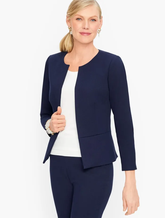 Women Jackets And Blazers Talbots Polished Dobby Tailored Jacket Indigo