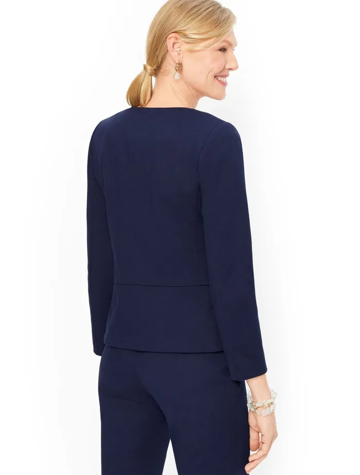 Women Jackets And Blazers Talbots Polished Dobby Tailored Jacket Indigo