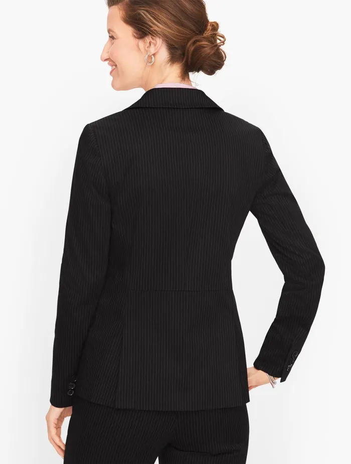 Women Jackets And Blazers Talbots Sateen Stripe Blazer Blackwhite Stripe