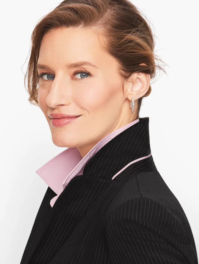 Women Jackets And Blazers Talbots Sateen Stripe Blazer Blackwhite Stripe