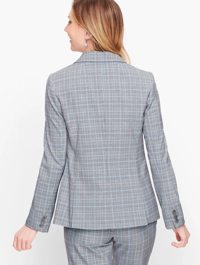 Women Jackets And Blazers Talbots Springtime Plaid Two Button Blazer Mills Blackgray