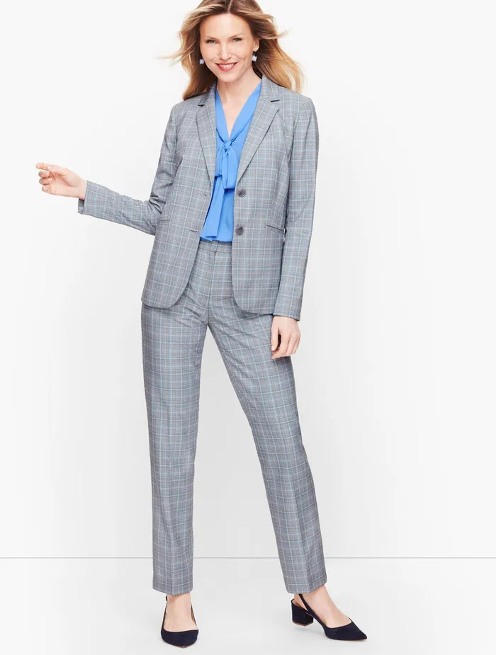 Women Jackets And Blazers Talbots Springtime Plaid Two Button Blazer Mills Blackgray