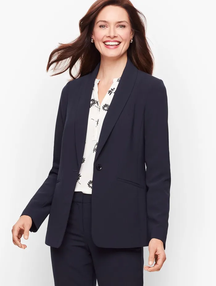 Women Jackets And Blazers Talbots Stretch Crepe Single Button Blazer Black