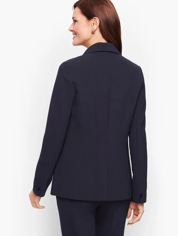 Women Jackets And Blazers Talbots Stretch Crepe Single Button Blazer Black