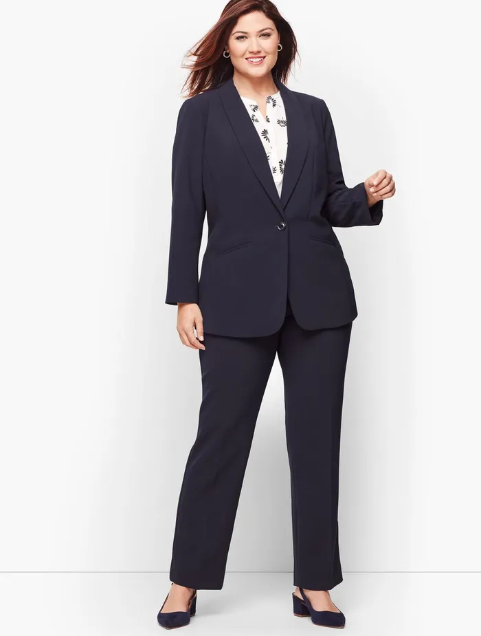 Women Jackets And Blazers Talbots Stretch Crepe Single Button Blazer Black