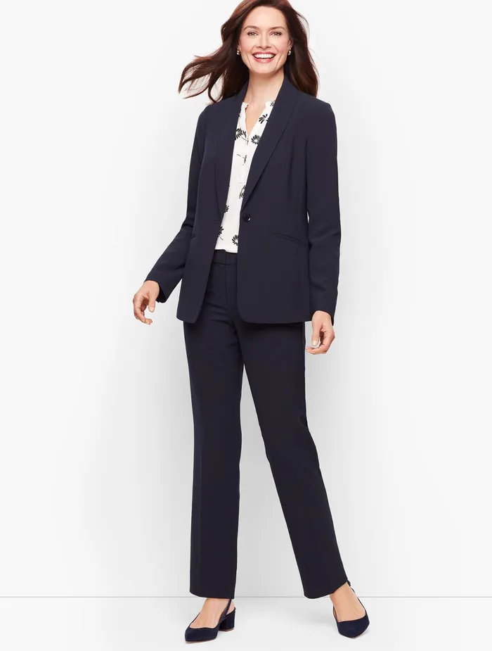 Women Jackets And Blazers Talbots Stretch Crepe Single Button Blazer Black