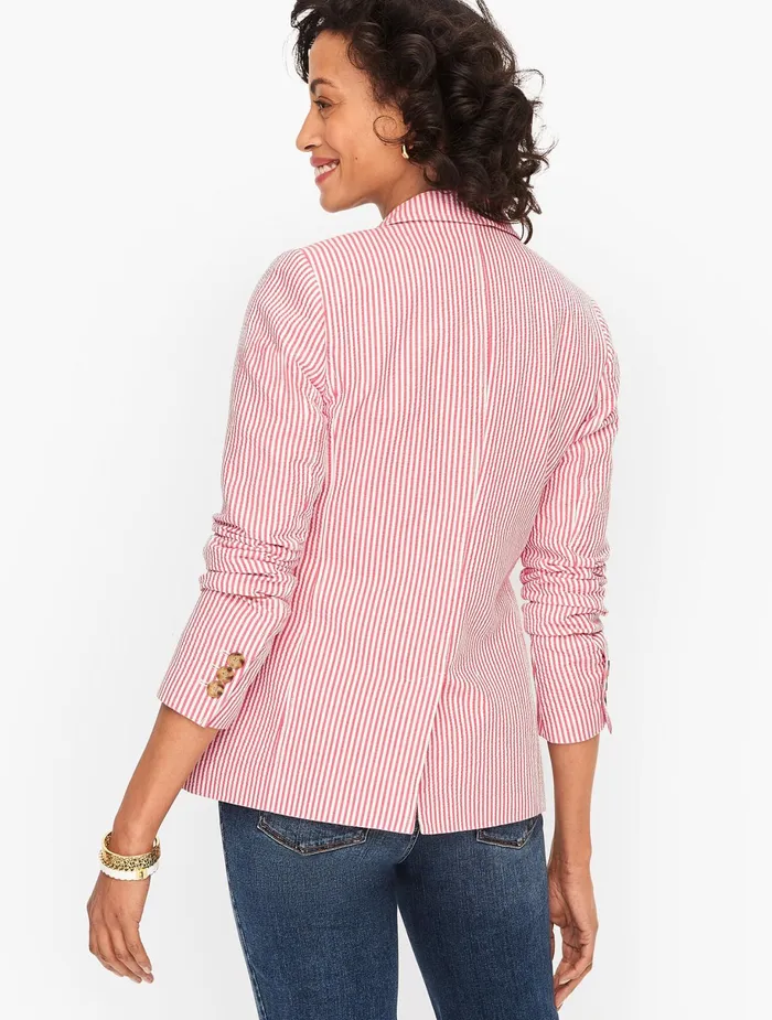Women Jackets And Blazers Talbots Summer Blazer Orangewhite