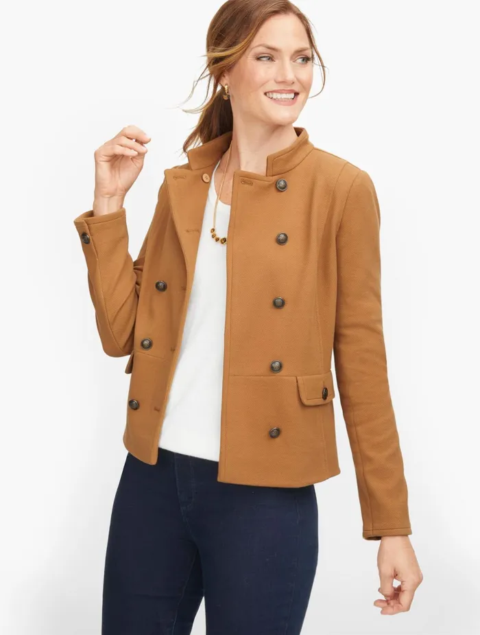 Women Jackets And Blazers Talbots Twill Knit Band Jacket