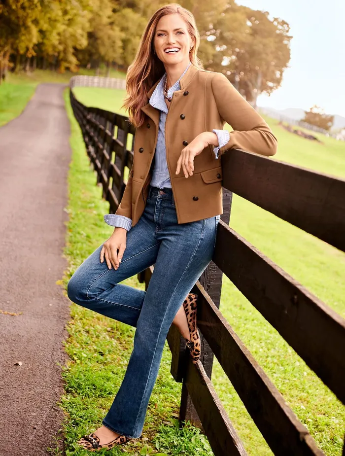 Women Jackets And Blazers Talbots Twill Knit Band Jacket