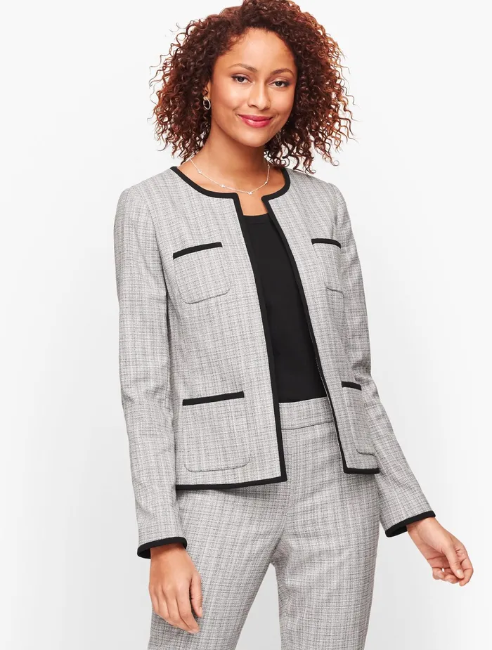 Women Jackets And Blazers Talbots Westport Tweed Jacket Whiteblack